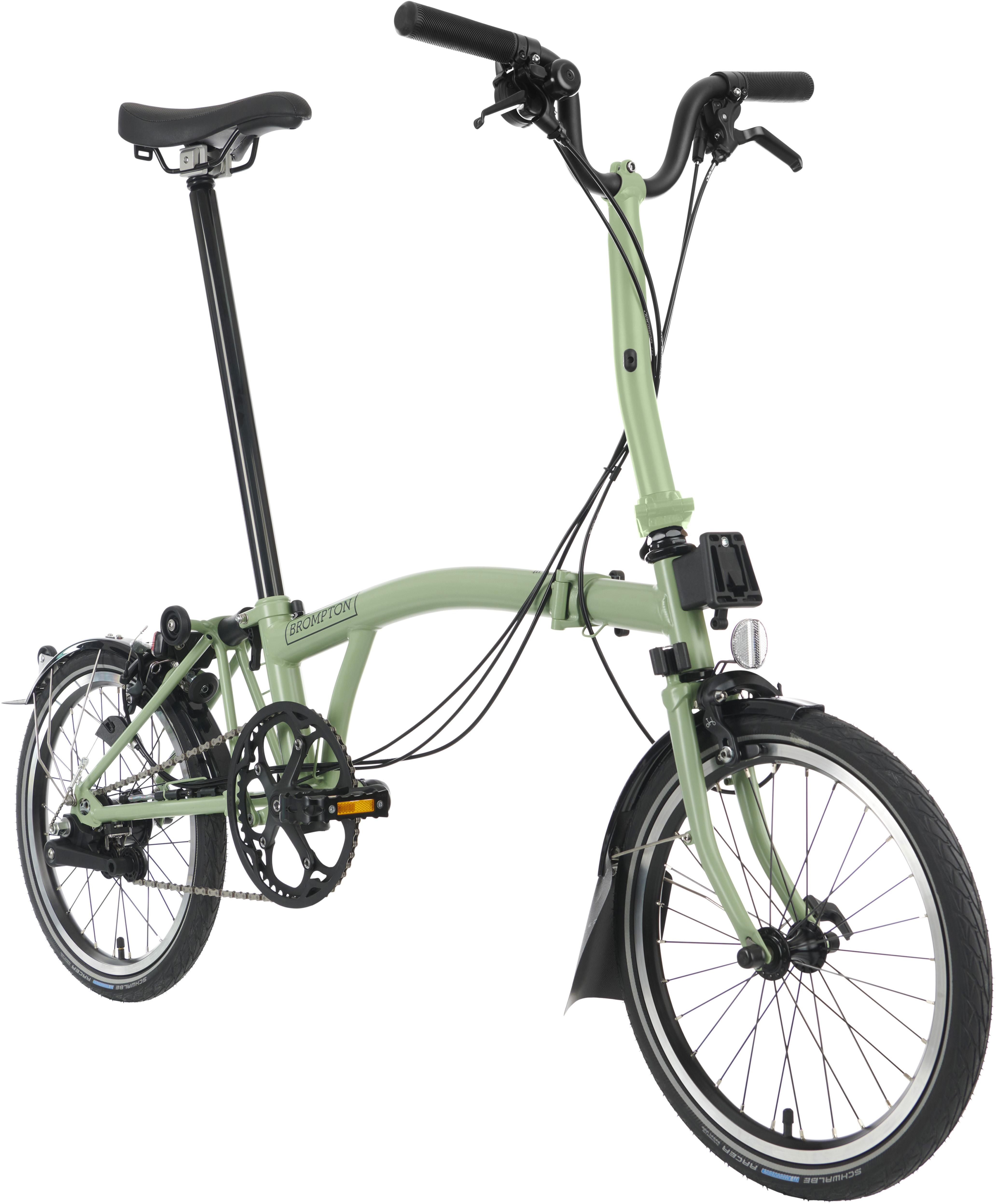 Ex-Display Brompton C Line Explore Mid Handlebar Folding Bike, Matcha Green - 16" Wheel