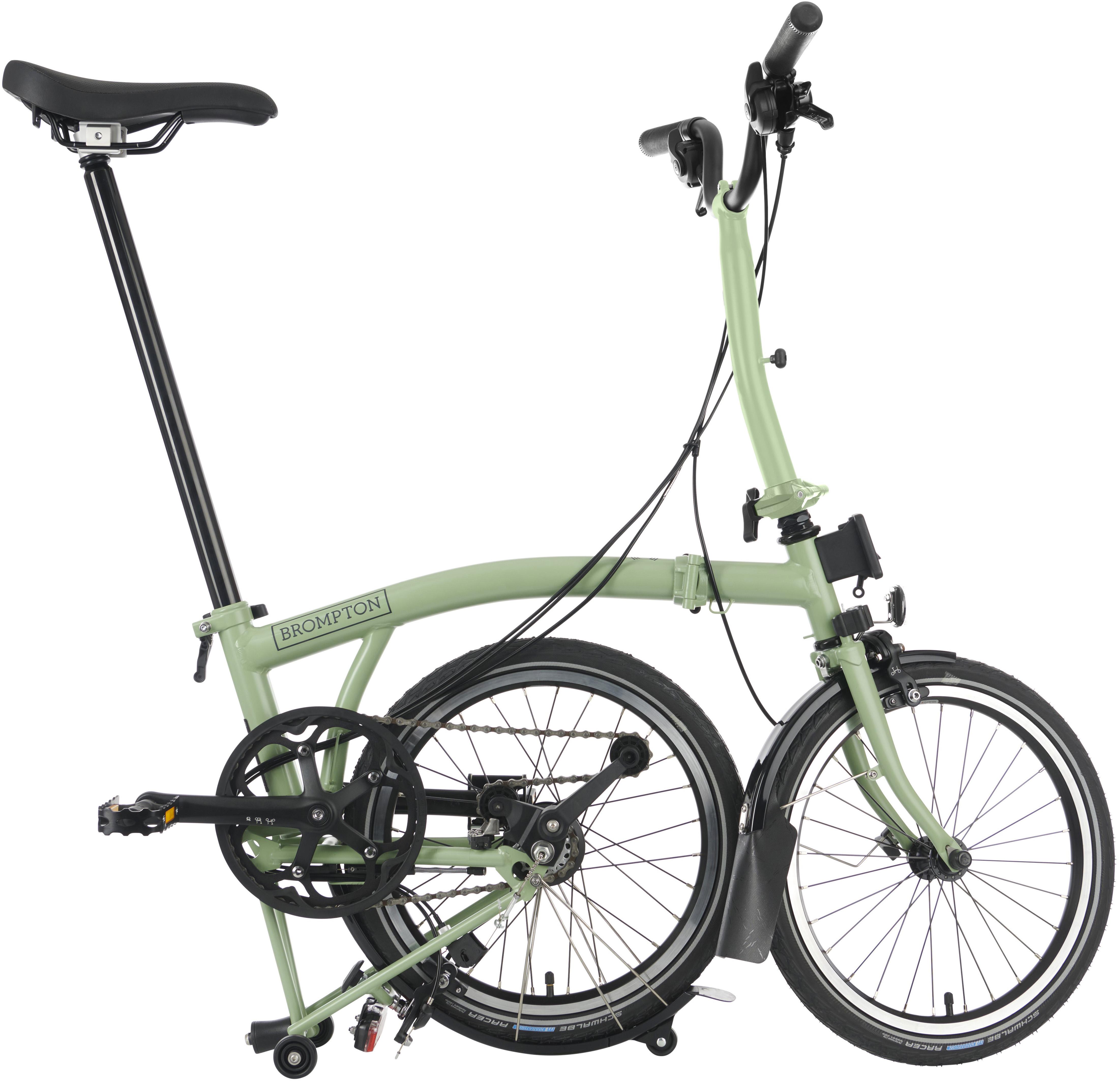Ex-Display Brompton C Line Explore Mid Handlebar Folding Bike, Matcha Green - 16" Wheel