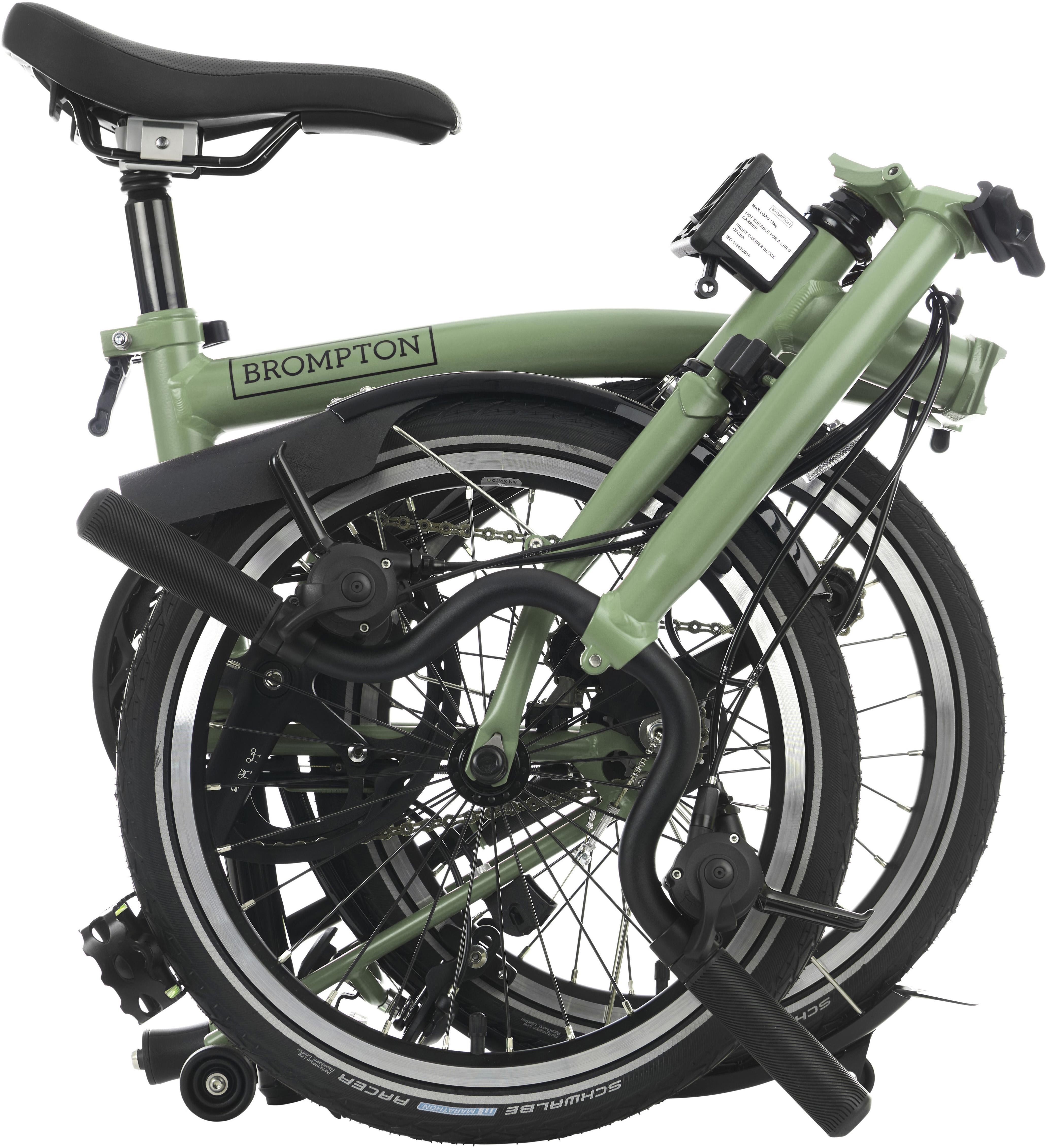 Ex-Display Brompton C Line Explore Mid Handlebar Folding Bike, Matcha Green - 16" Wheel