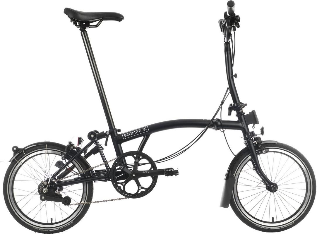 Halfords Brompton C Line Explore Mid Handlebar Folding Bike - Matt Black - 16 Inch Wheel | Extra 8% off for BC Members