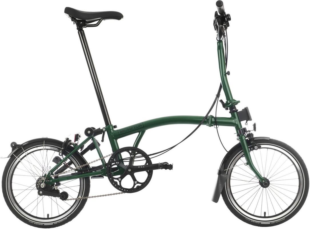 Halfords Brompton C Line Explore Mid Handlebar Folding Bike - Racing Green - 16 Inch Wheel | Extra 8% off for BC Members