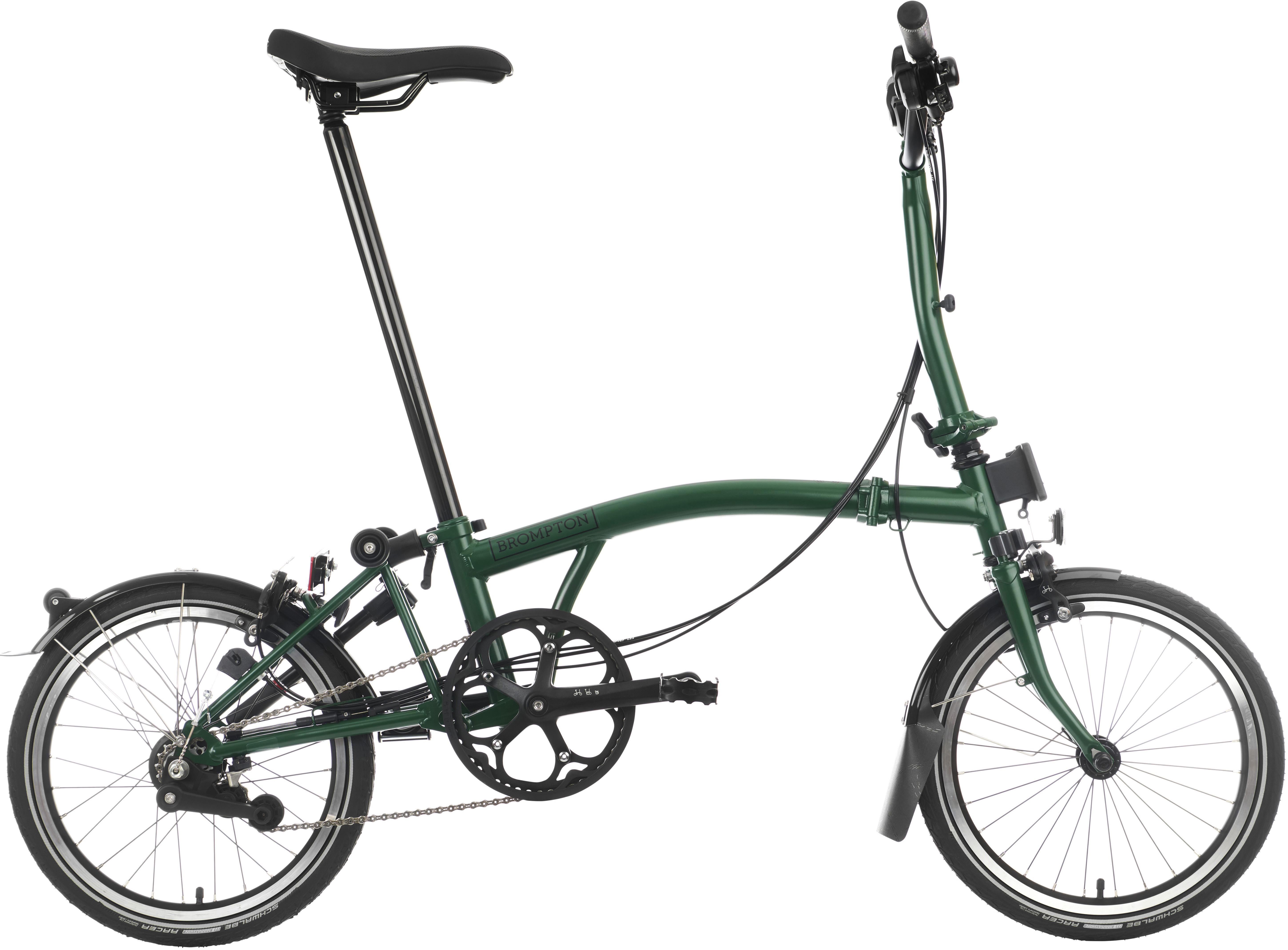 Ex-Display Brompton C Line Explore Mid Handlebar Folding Bike, Racing Green - 16" Wheel