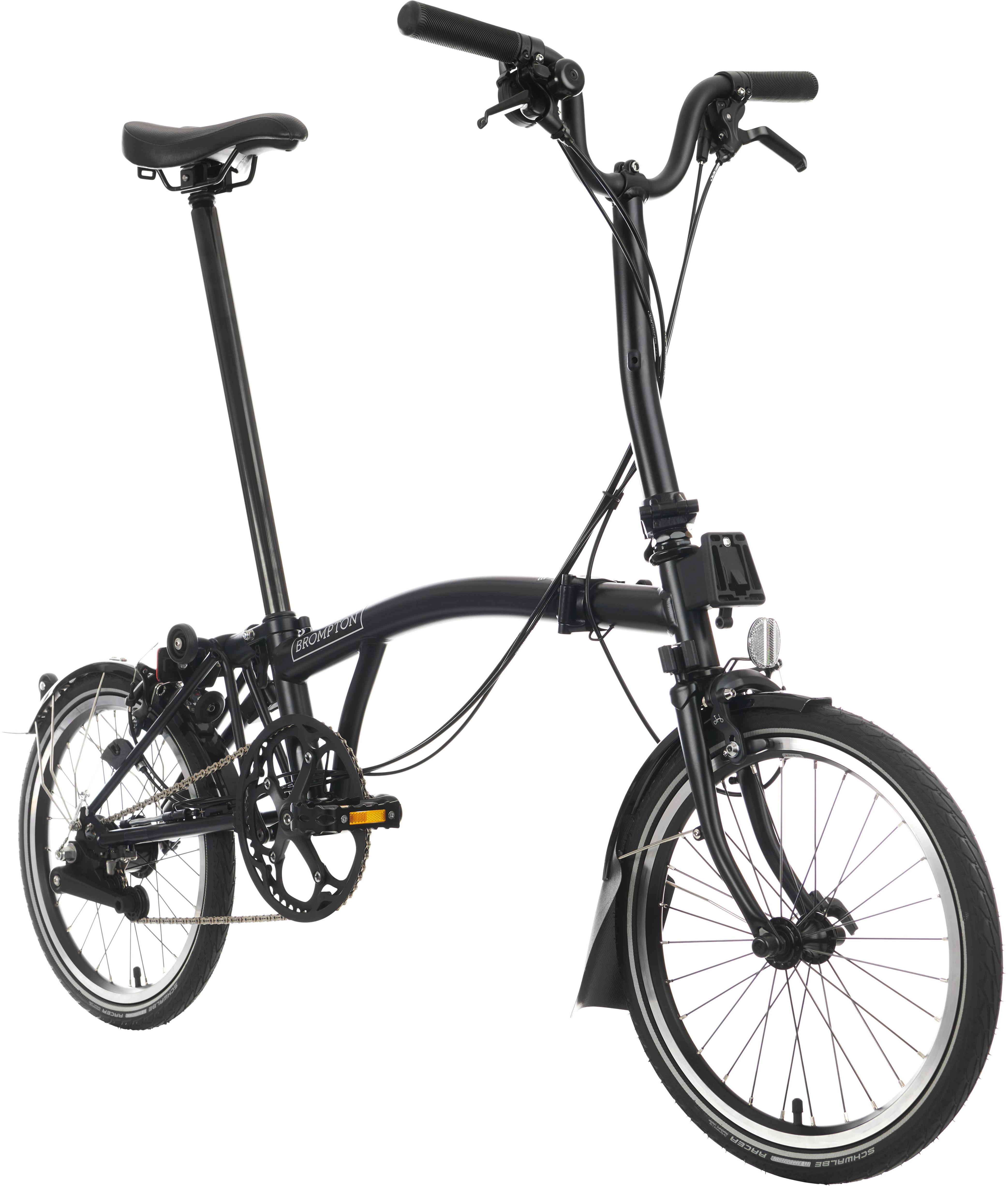 Ex-Display Brompton C Line Urban Mid Handlebar Folding Bike, Matt Black - 16" Wheel