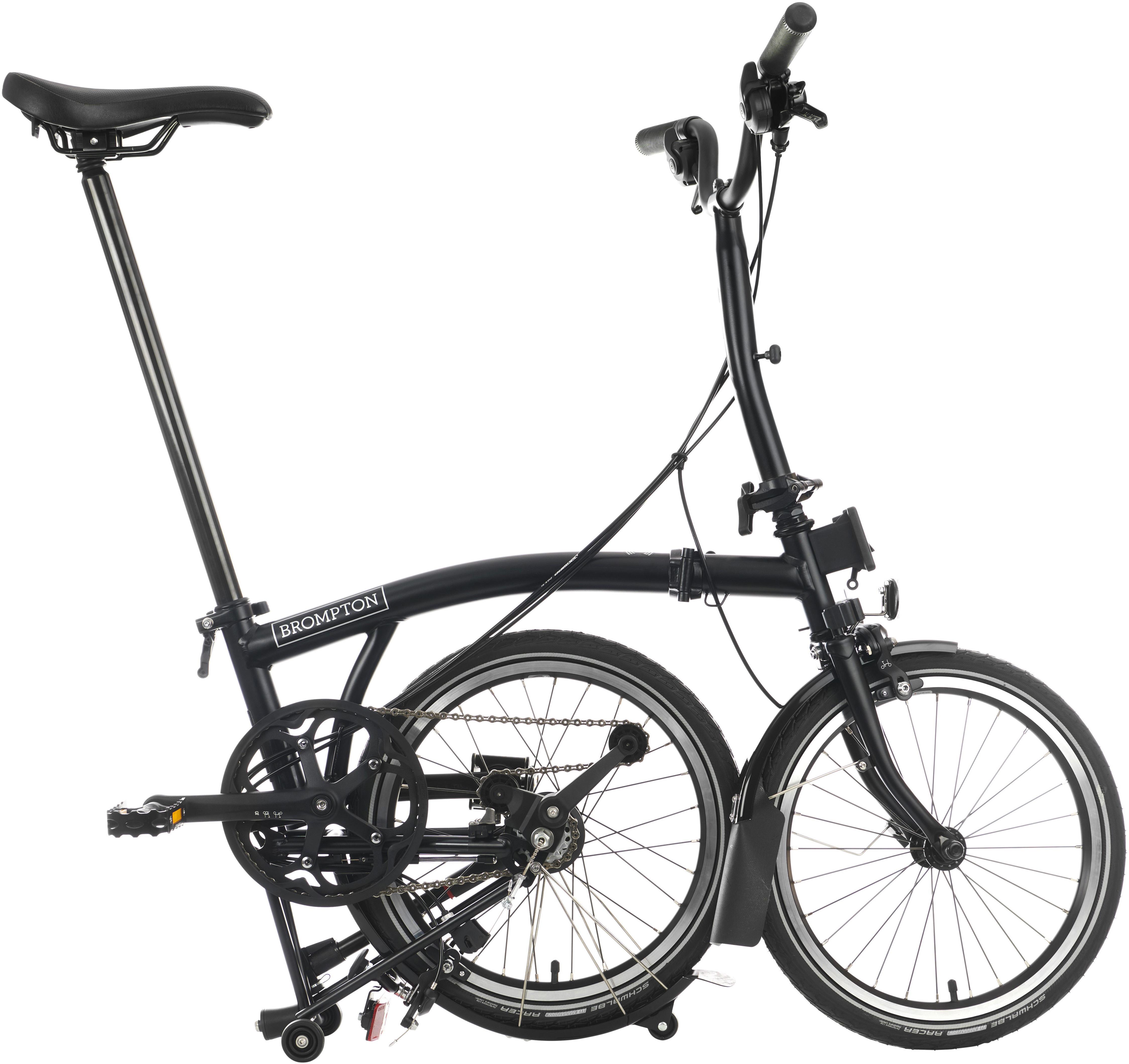 Ex-Display Brompton C Line Urban Mid Handlebar Folding Bike, Matt Black - 16" Wheel