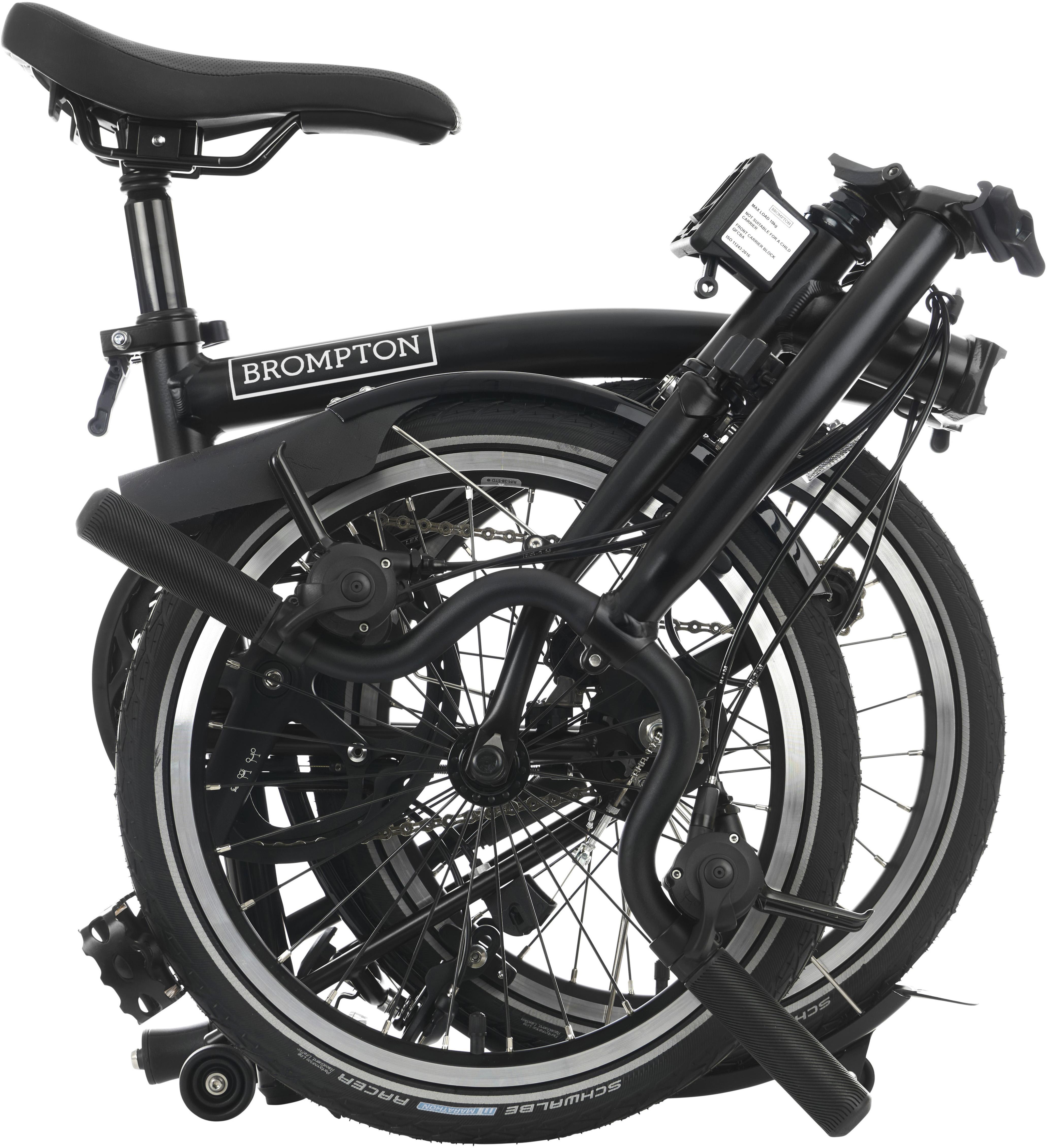 Ex-Display Brompton C Line Urban Mid Handlebar Folding Bike, Matt Black - 16" Wheel