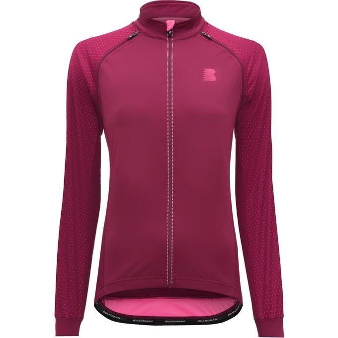 Boardman Womens Windproof Removable Long Sleeve Zip Cycling Jacket Top Pink 