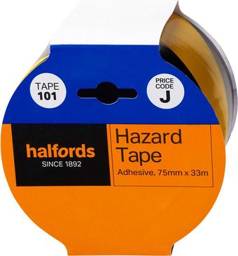 Halfords Yellow and Black Adhesive Hazard Warning Tape (TAPE101)