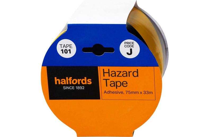 Halfords Yellow and Black Adhesive Hazard Warning Tape (TAPE101) Halfords Yellow and Black Adhesive Hazard Warning Tape (TAPE101)