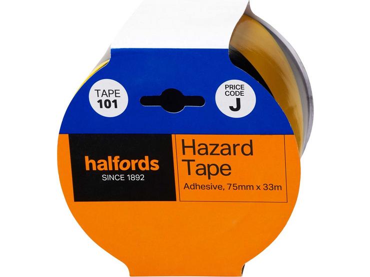 Halfords Yellow and Black Adhesive Hazard Warning Tape (TAPE101)
