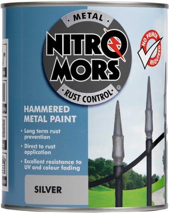 Nitromors Brushable Hammered Metal Paint Silver 750ml