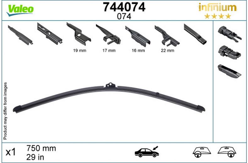 Valeo Infinium Single Wiper Blade 074 Valeo Infinium Single Wiper Blade 074