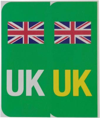UK Over Labels for GB Reg Plates - Green