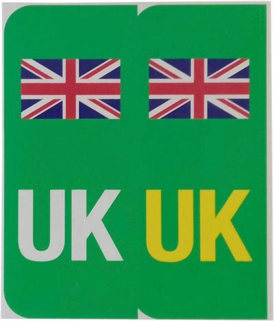 UK Over Labels for GB Reg Plates - Green