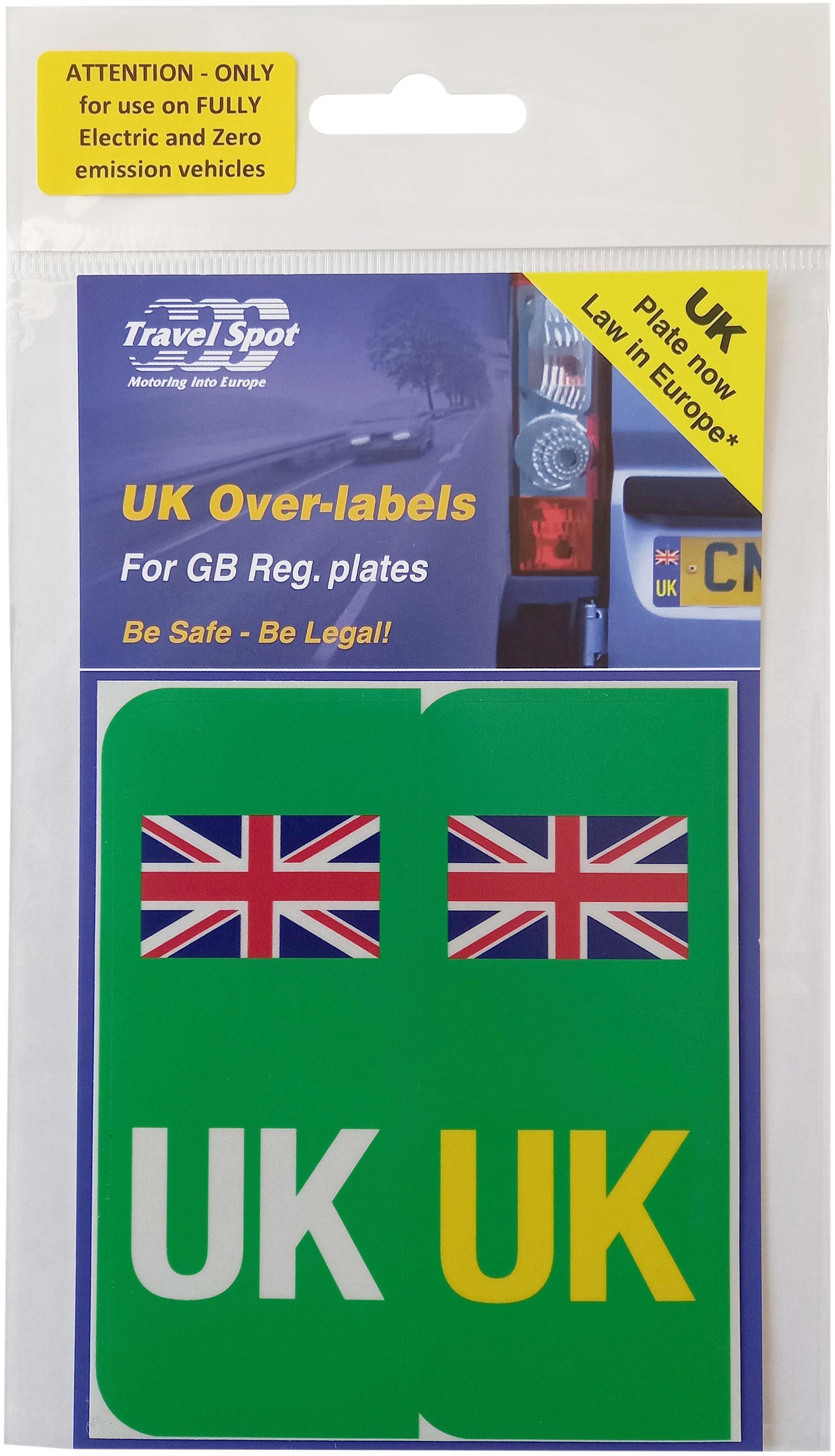 UK Over Labels for GB Reg Plates - Green