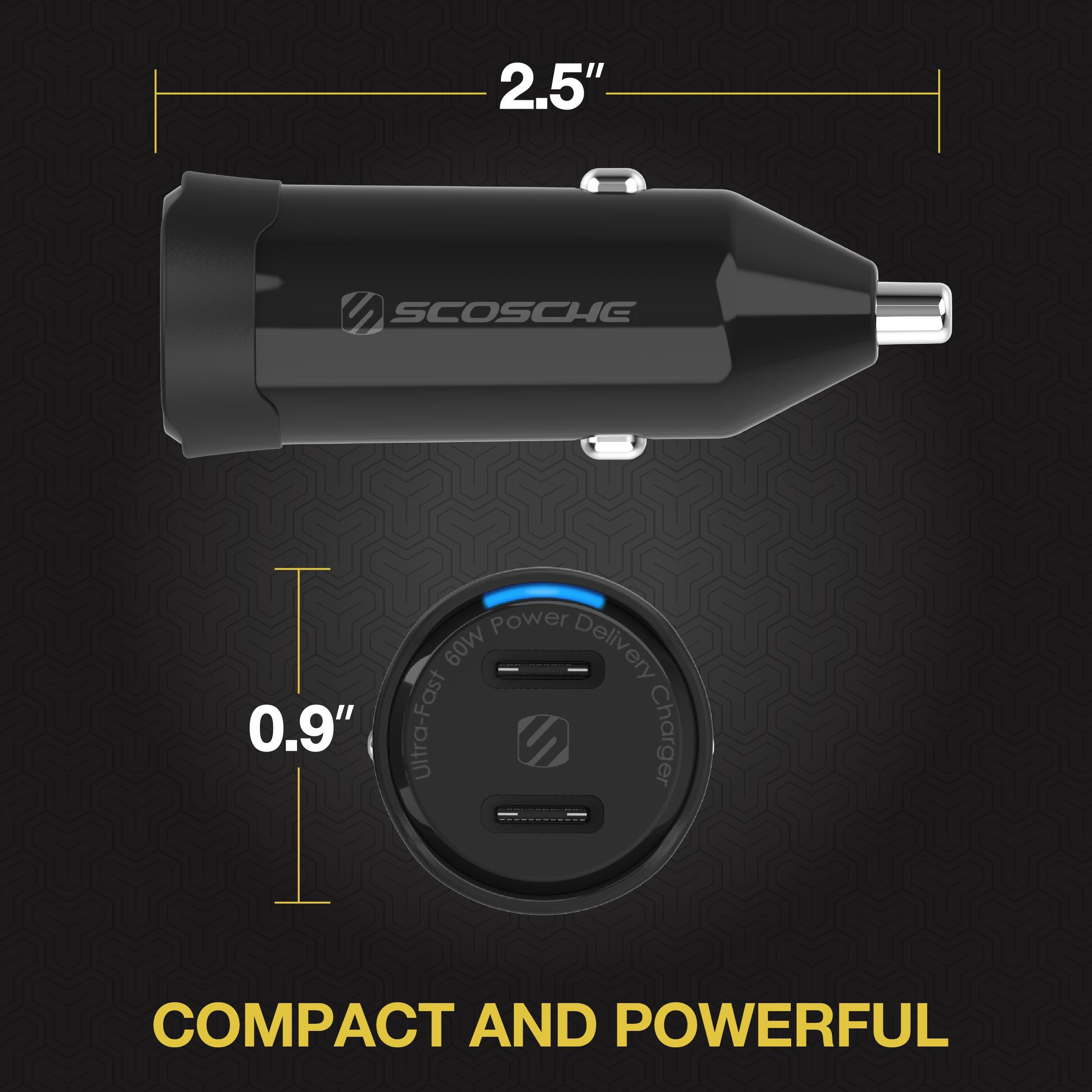 Scosche 60W Dual USB-C™ Power Delivery Car Charger
