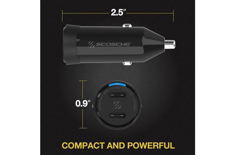 Scosche 60W Dual USB-C™ Power Delivery Car Charger Scosche 60W Dual USB-C™ Power Delivery Car Charger