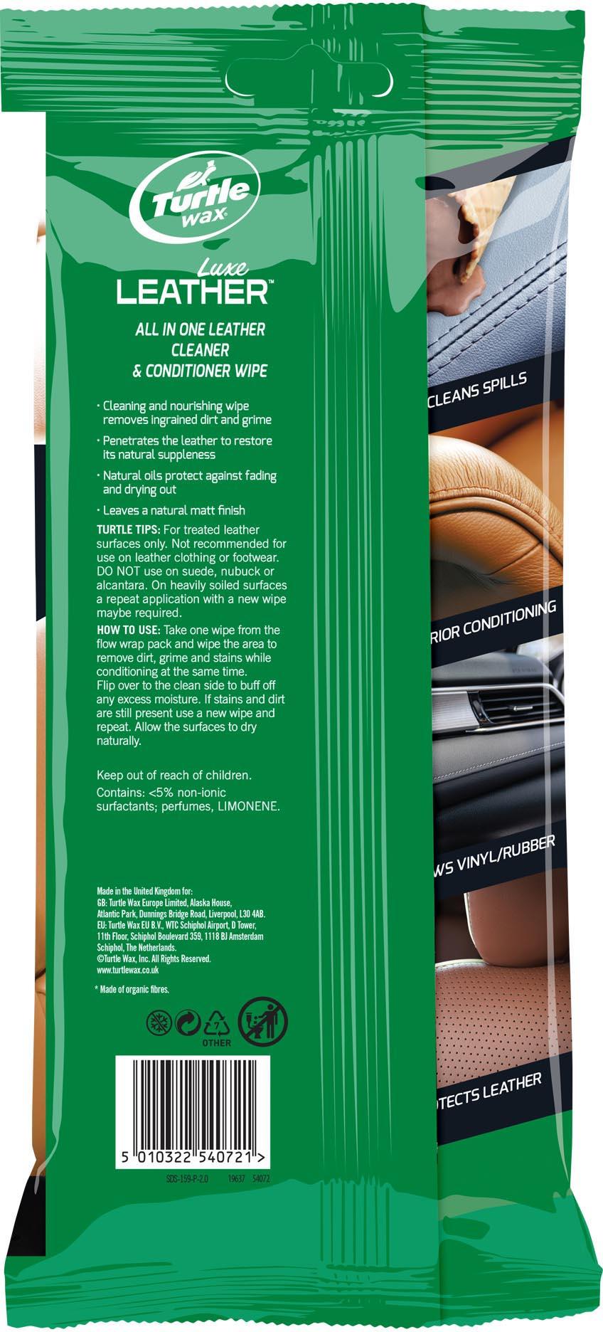 Turtle Wax Luxe Leather Cleaner & Conditioner Wipes