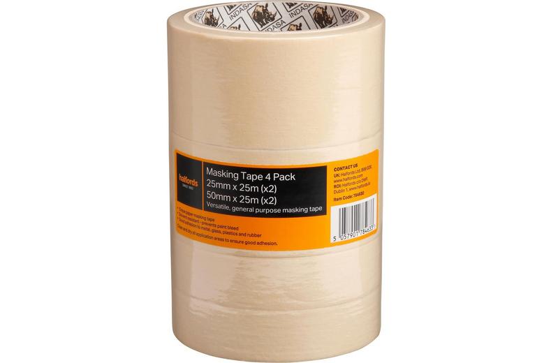 Halfords 4 Pack Masking Tape 2 x 25mm x 50mm x 25m Halfords 4 Pack Masking Tape 2 x 25mm x 50mm x 25m