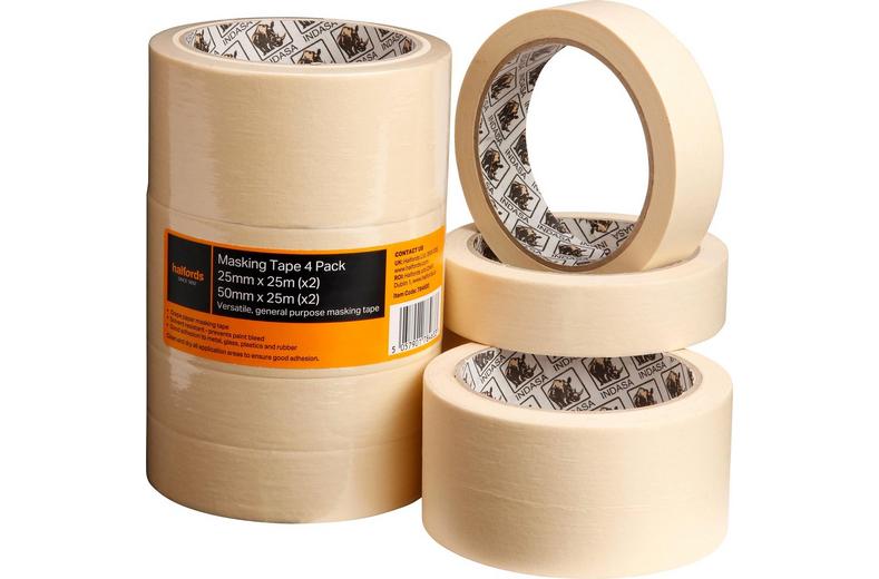 Halfords 4 Pack Masking Tape 2 x 25mm x 50mm x 25m Halfords 4 Pack Masking Tape 2 x 25mm x 50mm x 25m