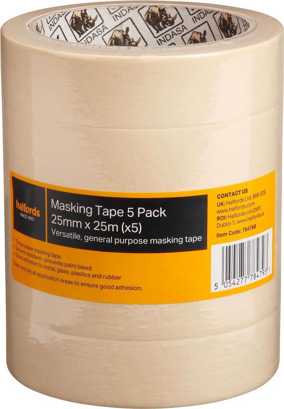 Halfords 5pk Masking Tape 25mm x 25m | Extra 8% off for BC Members