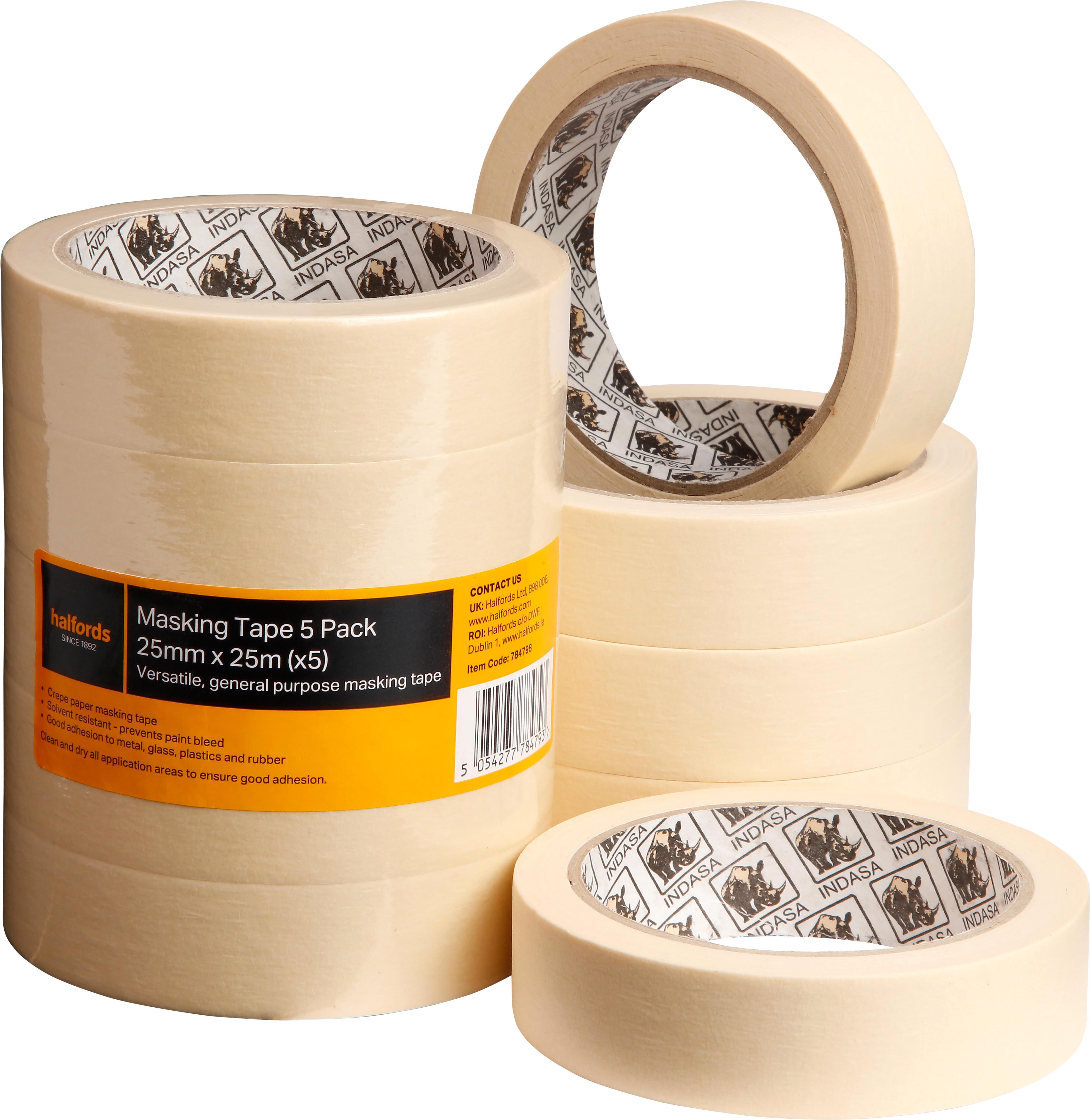 Halfords 5pk Masking Tape 25mm x 25m