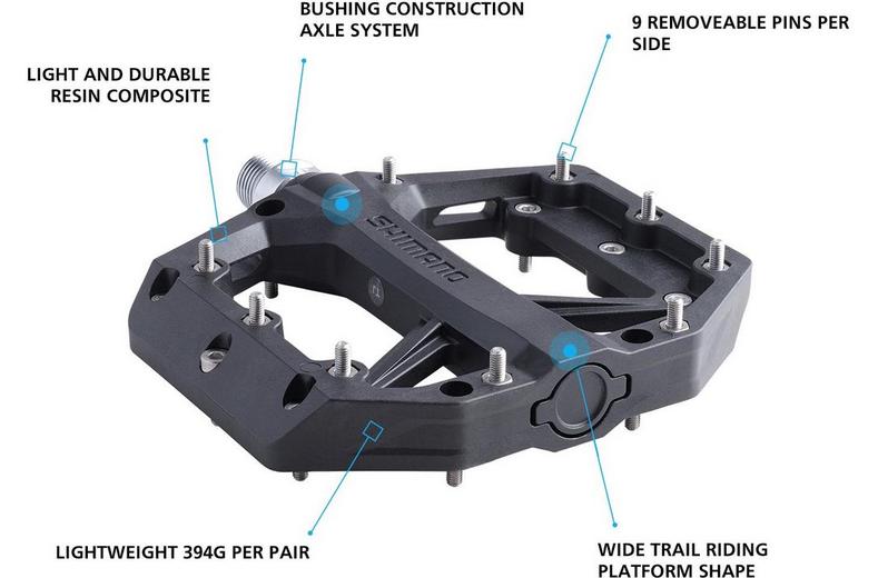 Shimano PD-GR400 Flat Pedals, Black Shimano PD-GR400 Flat Pedals, Black