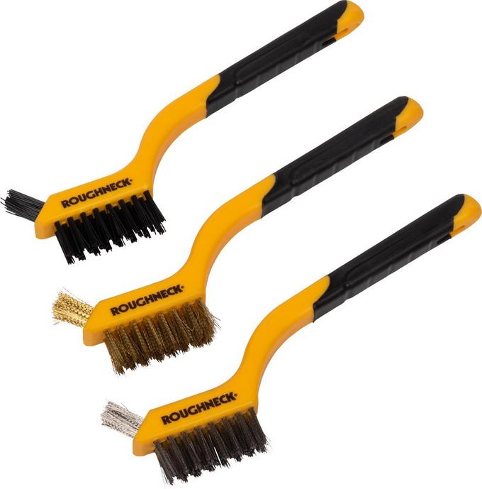 3PC SOFT GRIP MINI WIRE BRUSH Small Tip Bristle Nylon Brass