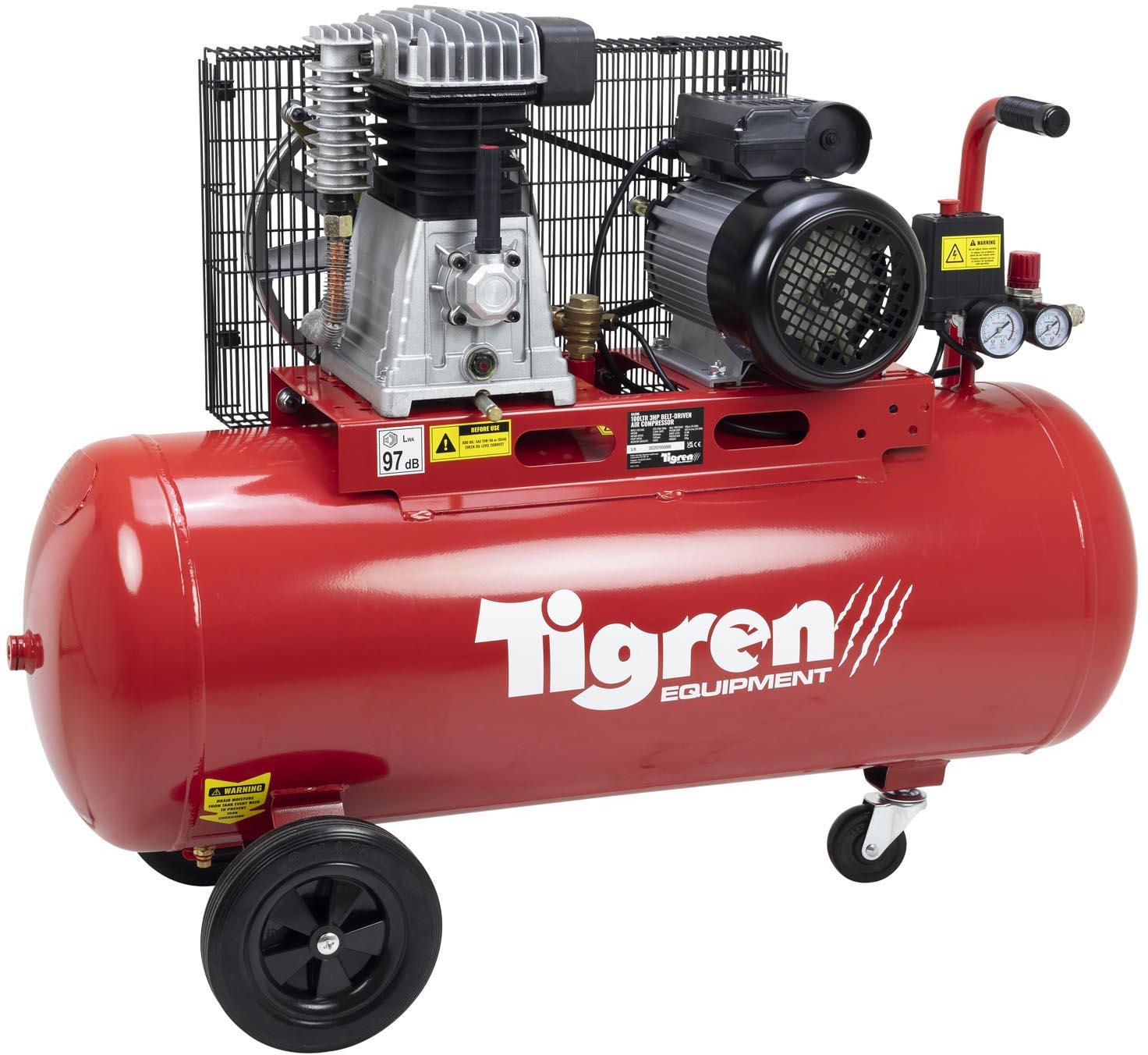 Tigren 100ltr 3hp Belt-Driven Compressor
