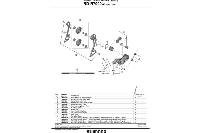 Shimano 105 RD-R7000 Tension & Guide Pulley Set Shimano 105 RD-R7000 Tension & Guide Pulley Set