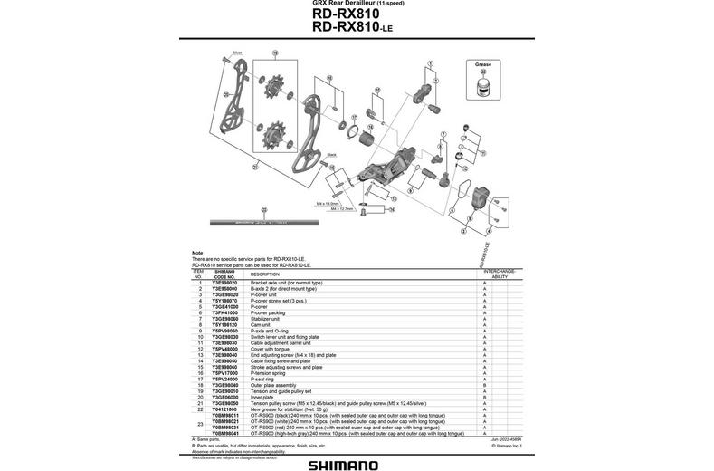 GRX RD-RX810 tension and guide pulley set GRX RD-RX810 tension and guide pulley set