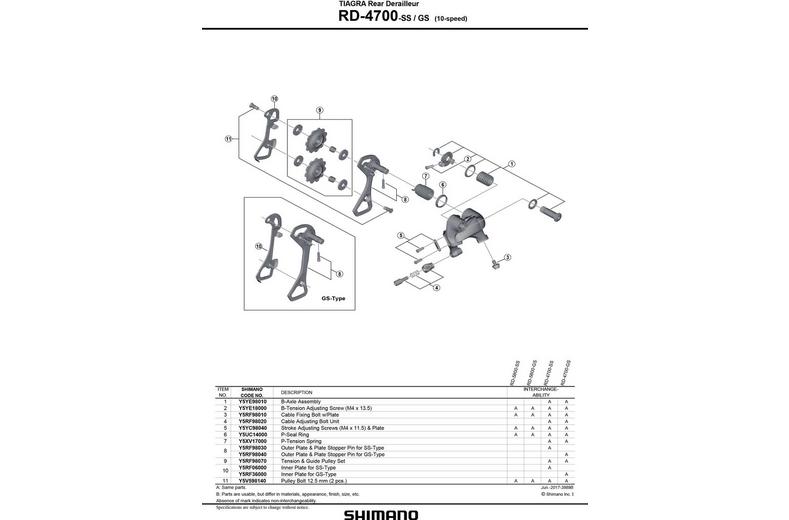 Shimano Tiagra RD-4700 Tension & Guide Pulley Set Shimano Tiagra RD-4700 Tension & Guide Pulley Set