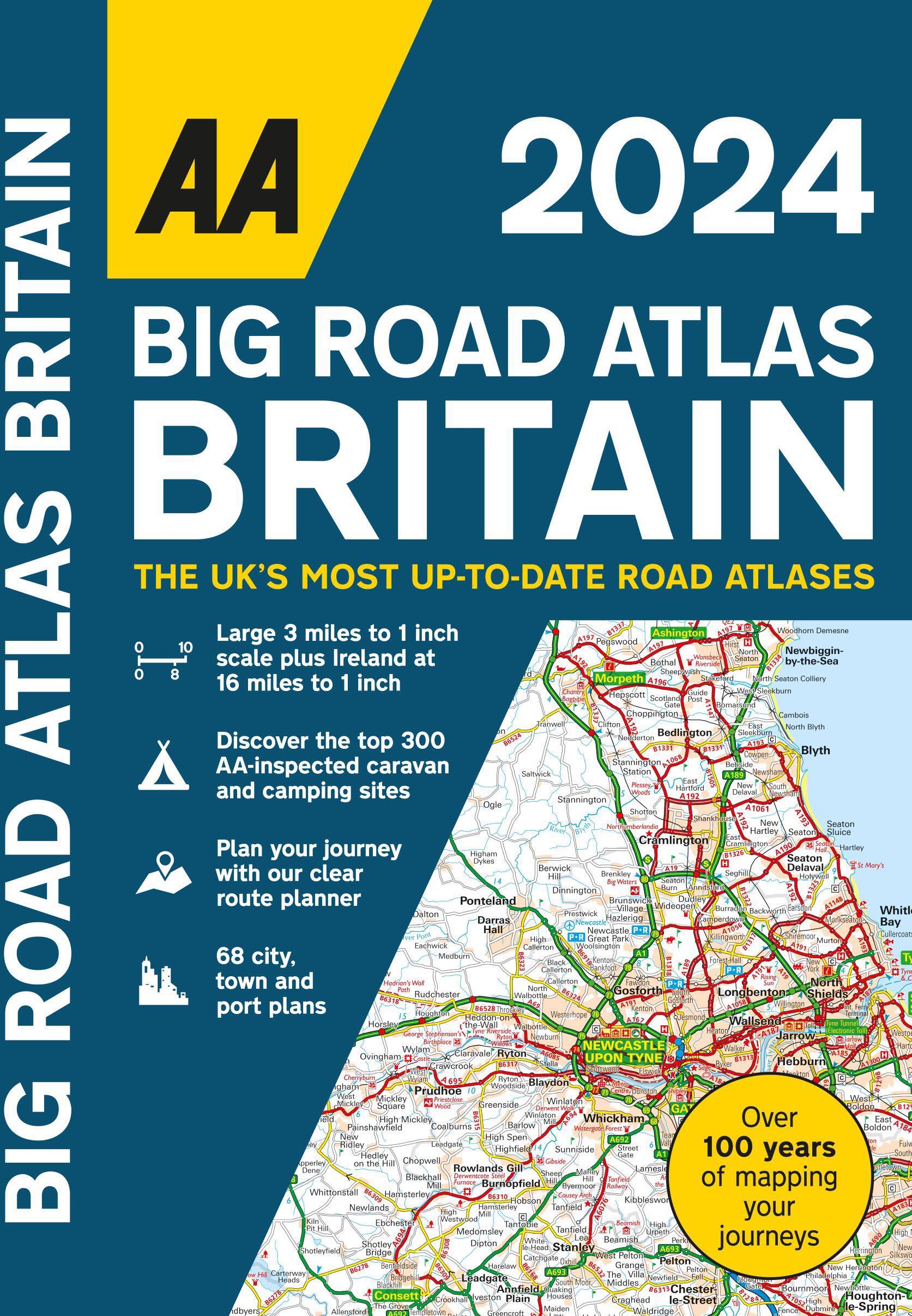 AA Big Road Atlas Britain 2024 Halfords UK