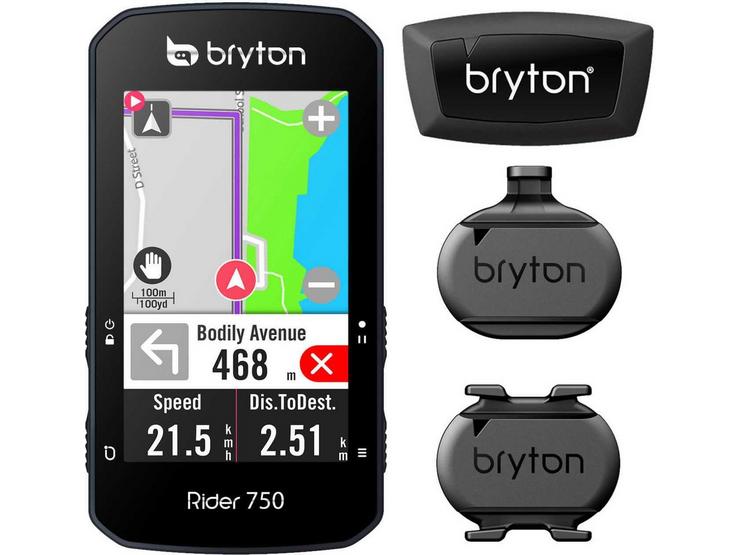 Bryton Rider 750T GPS Cycle Computer with Speed/Cadence & Heart Rate Bundle