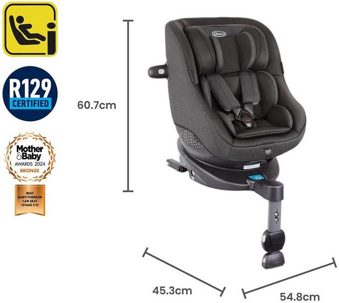 Graco Turn2Me i Size R129 360 Rotating ISOFIX Car Seat Heather Halfords IE