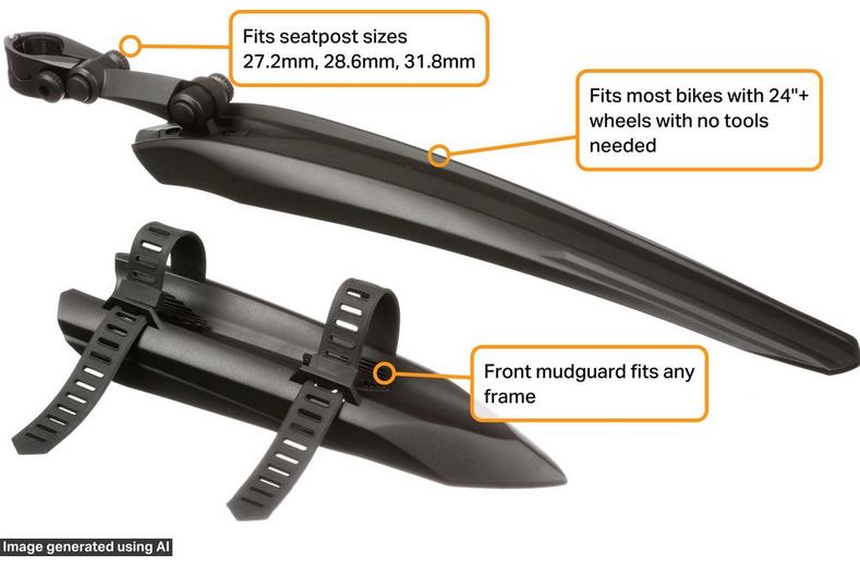 Halfords Essentials MTB Bike Mudguard Set Halfords Essentials MTB Bike Mudguard Set