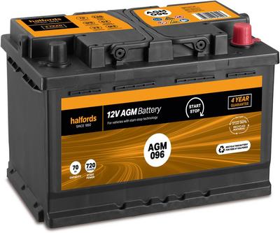 Halfords AGM096 Start/Stop Battery