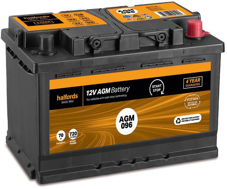 Halfords AGM096 Start/Stop Battery