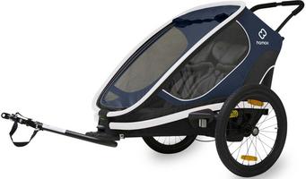 Halfords Hamax Outback Twin Child Bike Trailer, Navy/White | Extra 8% off for BC Members