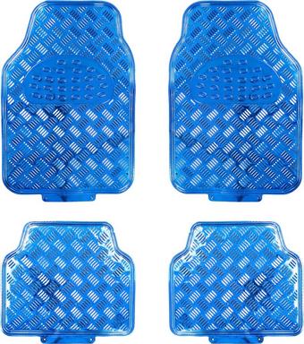Streetwize 4 Piece Heavy Duty Metallic Check Plate Style Mat Set - Blue