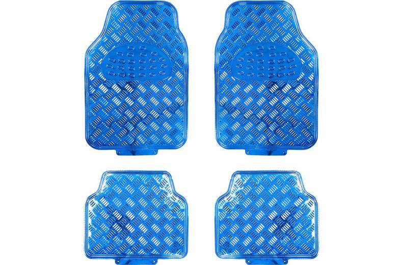 Streetwize 4 Piece Heavy Duty Metallic Check Plate Style Mat Set - Blue Streetwize 4 Piece Heavy Duty Metallic Check Plate Style Mat Set - Blue
