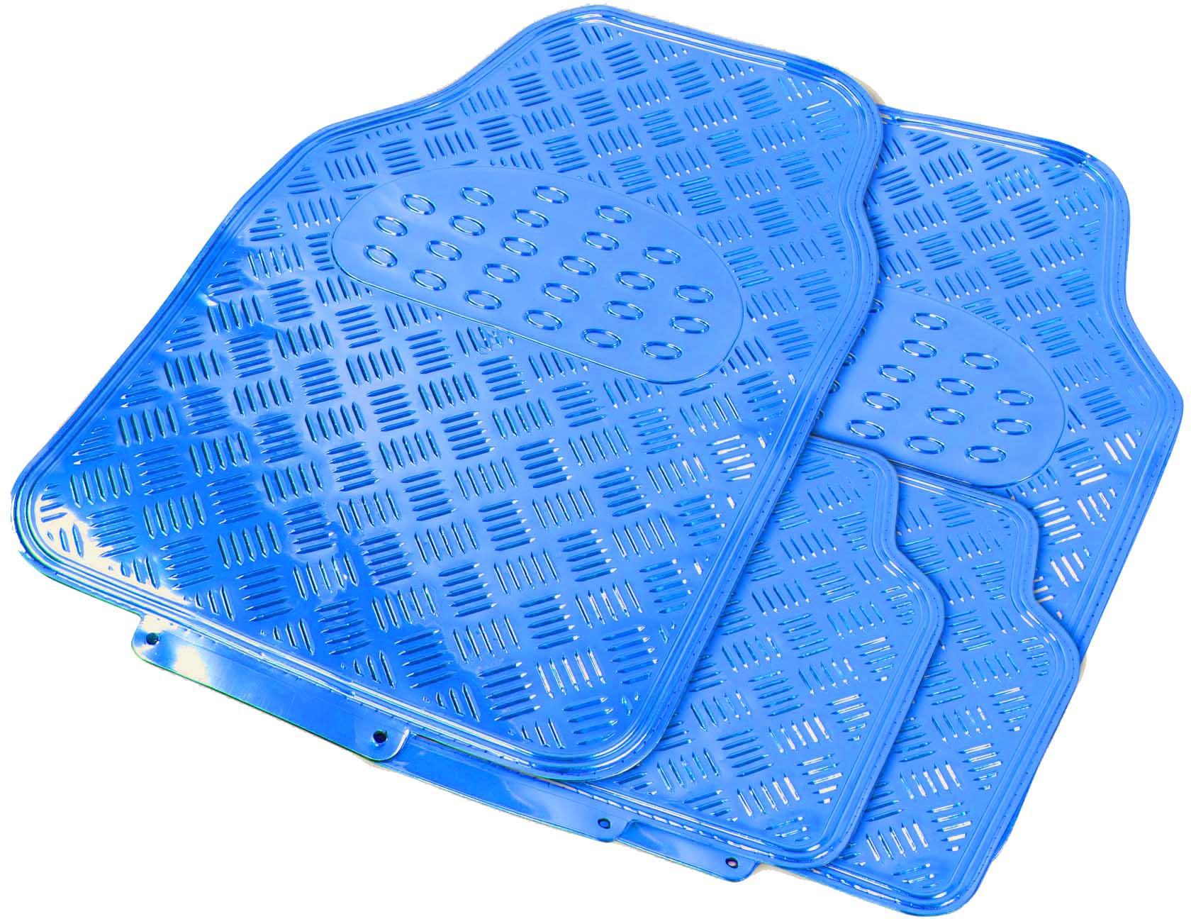 Streetwize 4 Piece Heavy Duty Metallic Check Plate Style Mat Set - Blue