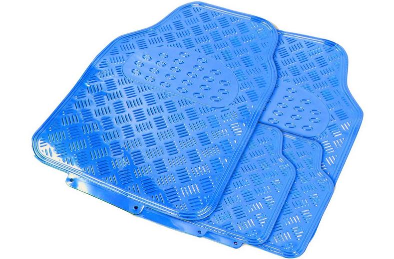Streetwize 4 Piece Heavy Duty Metallic Check Plate Style Mat Set - Blue Streetwize 4 Piece Heavy Duty Metallic Check Plate Style Mat Set - Blue