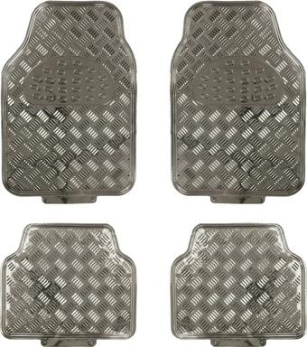 Streetwize 4 Piece Heavy Duty Metallic Check Plate Style Mat Set - Carbon