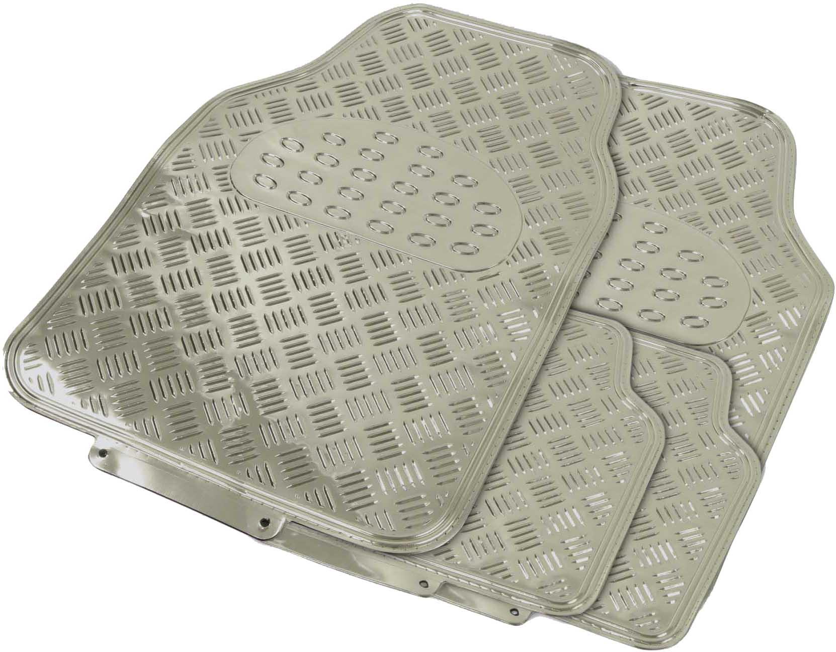 Streetwize 4 Piece Heavy Duty Metallic Check Plate Style Mat Set - Carbon