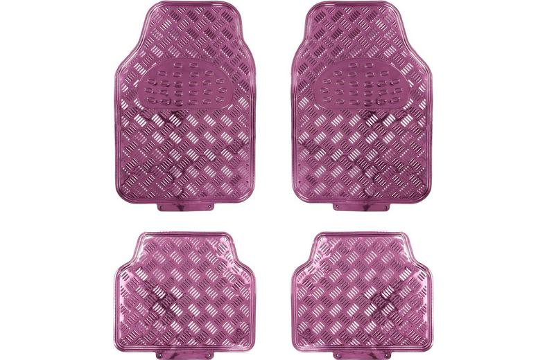 Streetwize 4 Piece Heavy Duty Metallic Check Plate Style Mat Set - Pink Streetwize 4 Piece Heavy Duty Metallic Check Plate Style Mat Set - Pink