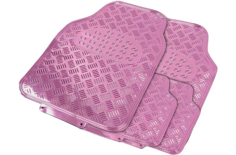 Streetwize 4 Piece Heavy Duty Metallic Check Plate Style Mat Set - Pink Streetwize 4 Piece Heavy Duty Metallic Check Plate Style Mat Set - Pink