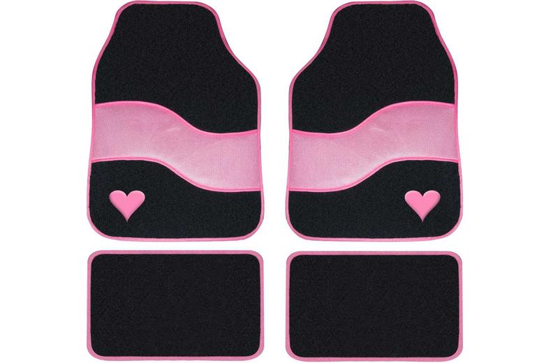Streetwize Velour Pink with Heart Motif Carpet Mats Streetwize Velour Pink with Heart Motif Carpet Mats