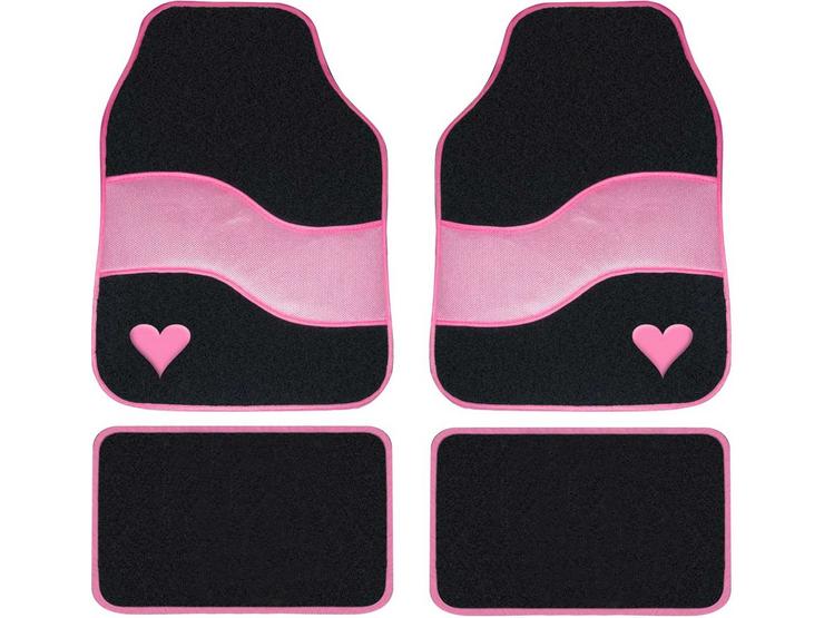 Streetwize Velour Pink with Heart Motif Carpet Mats