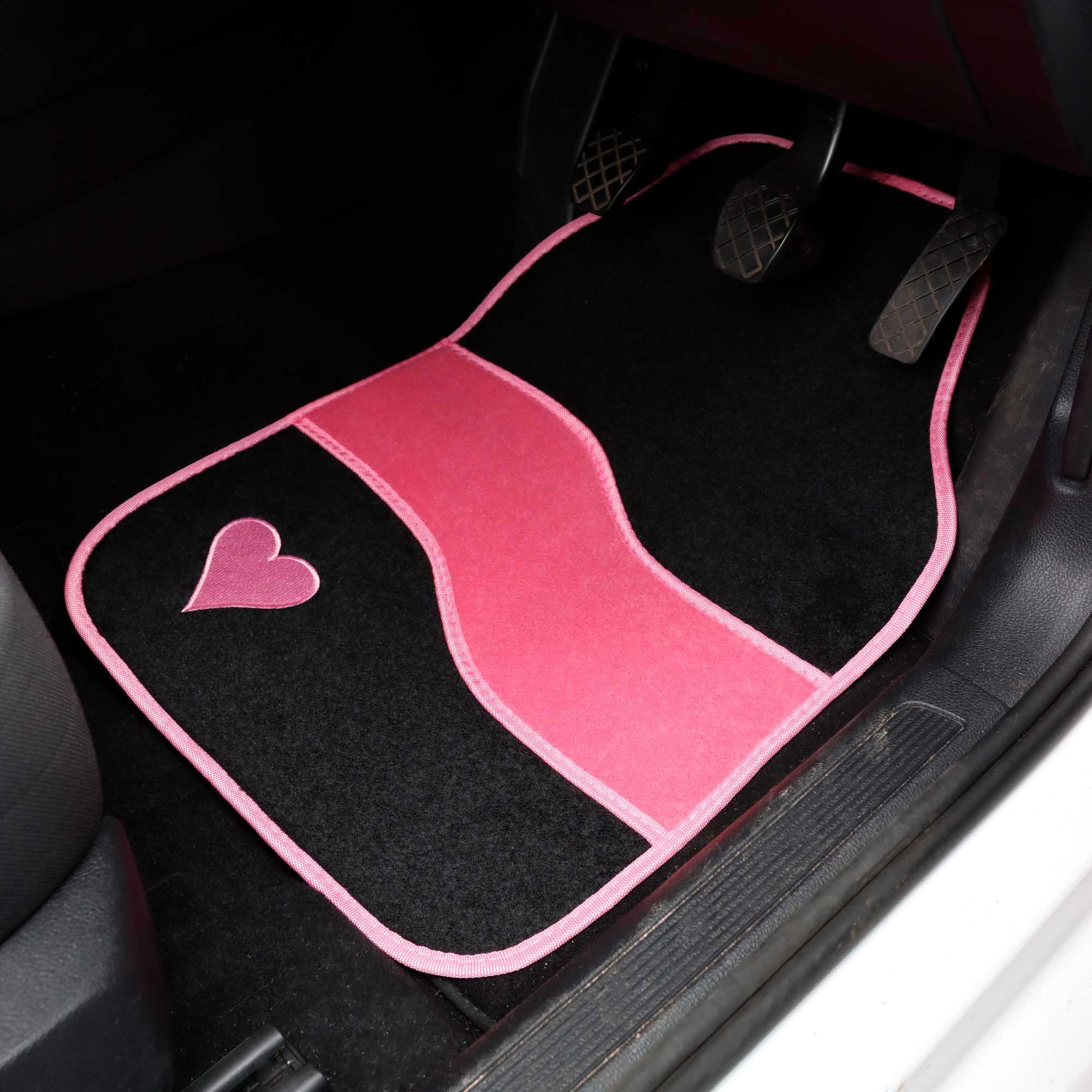 Streetwize Velour Pink with Heart Motif Carpet Mats