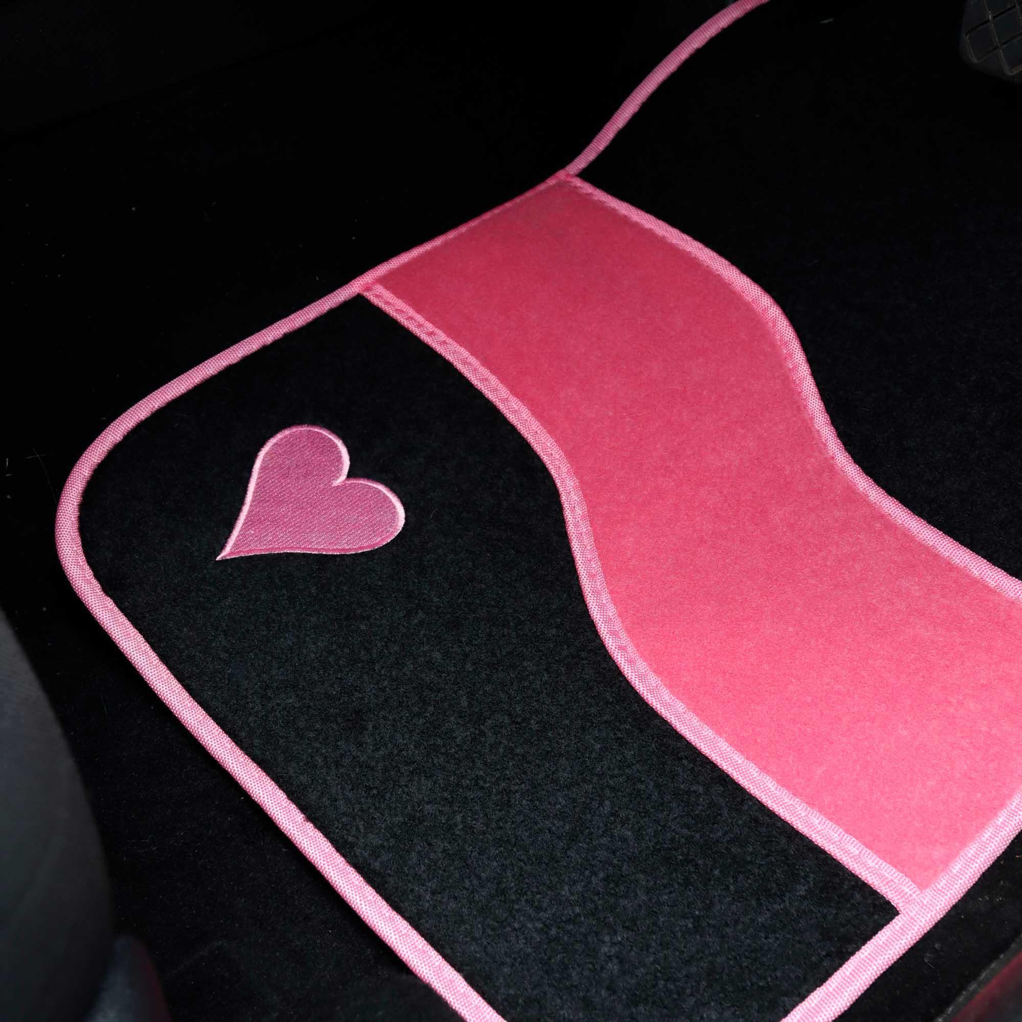 Streetwize Velour Pink with Heart Motif Carpet Mats